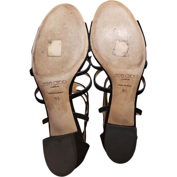 Jimmy Choo Black Parisian Baddie Suede Ren 35 Gladiator - Picture 12 of 13